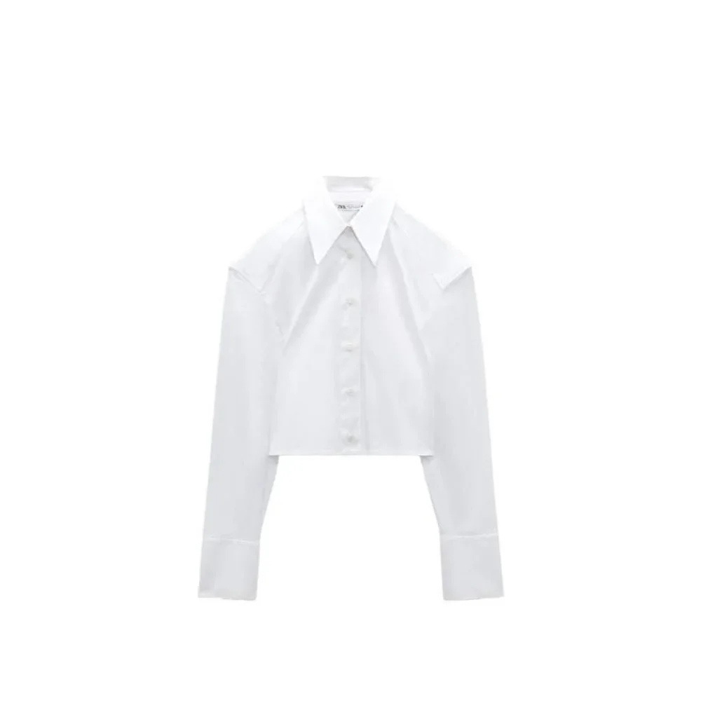 ZARA SHORT POPLIN SHIRT WHITE SIZE XS | 2265/411